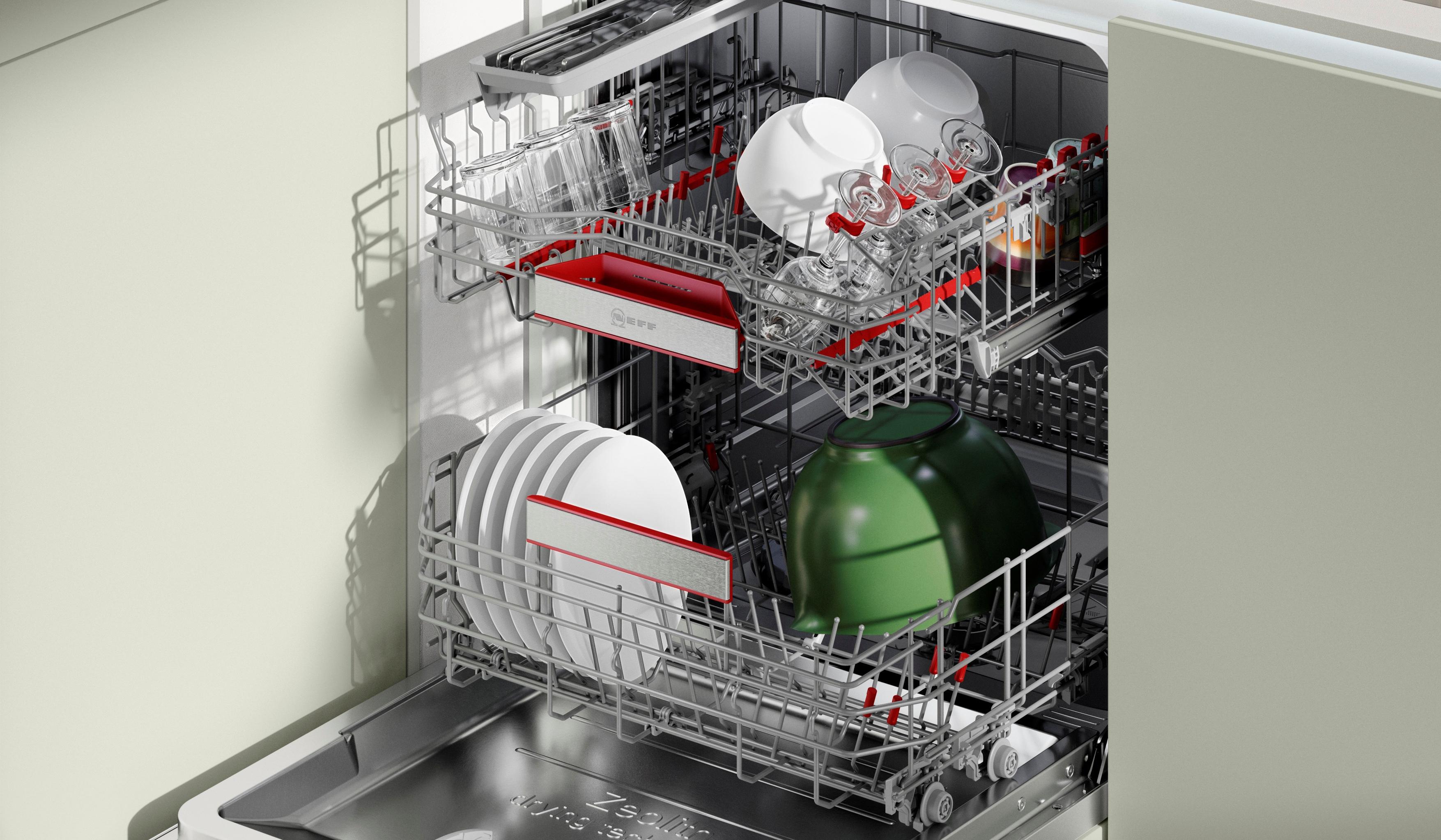 NOBILIA Jadegrün mit Fokus auf Neff Geschirrspüler