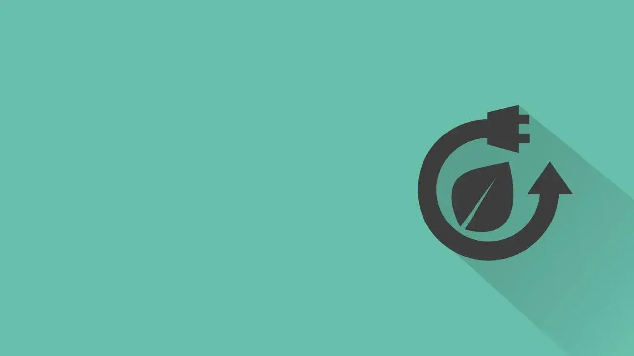 Piktogramm Kreislauf Stromkabel mit Pflanzenblatt